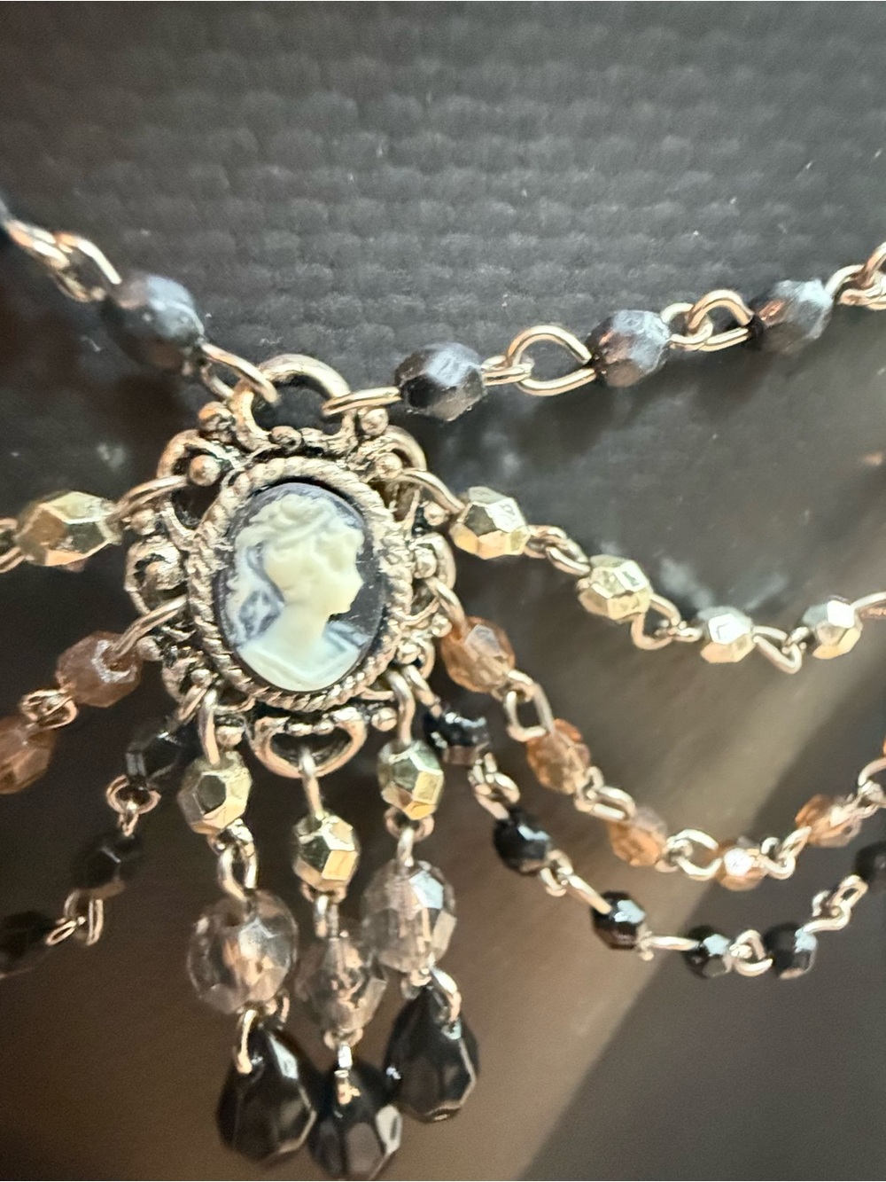 Vintage Cameo Jewelry Set Necklace Bracelet Earrings Victorian Revival